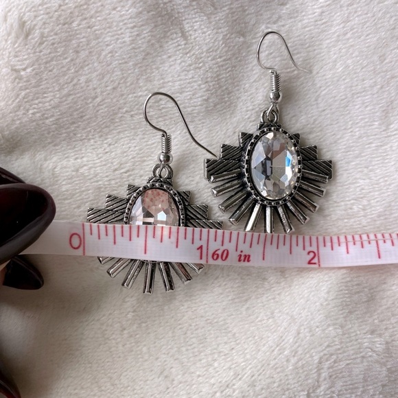 Silver Glam-Goth Crystal Drop Earrings - Picture 3 of 5